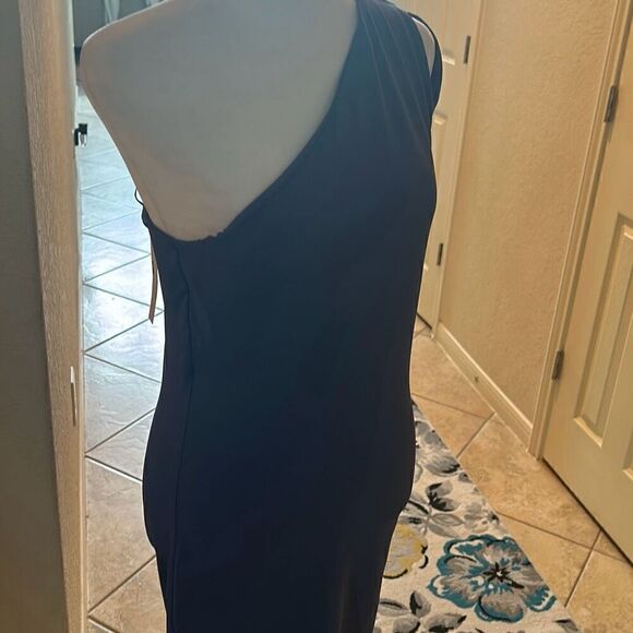 Susana Monaco Women's M One Arm Slit Shoulder Midi Dress Night Sky Blue Glam New - Picture 3 of 7